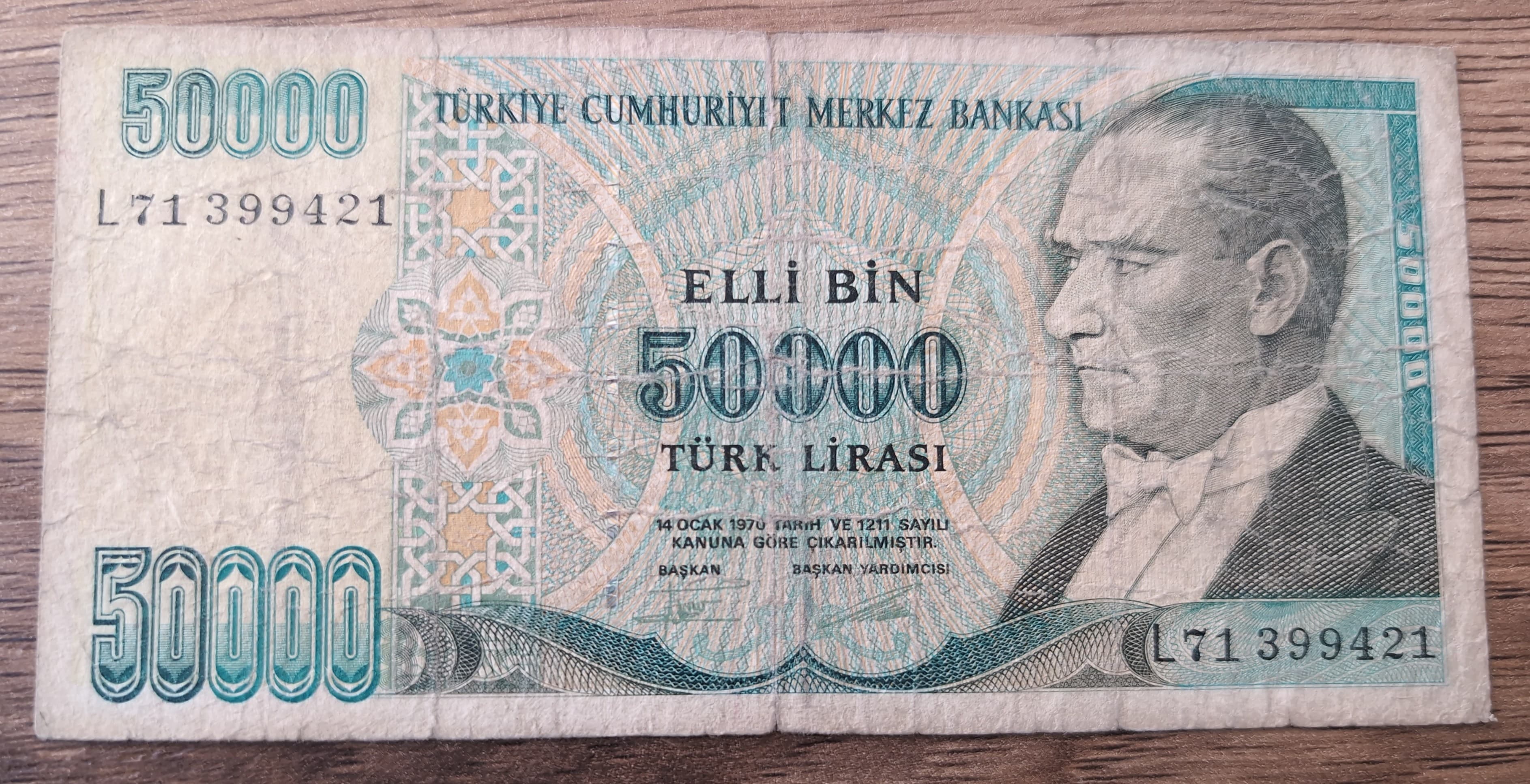 Billet Turquie 50 000 Türk Lirası 1995-1999